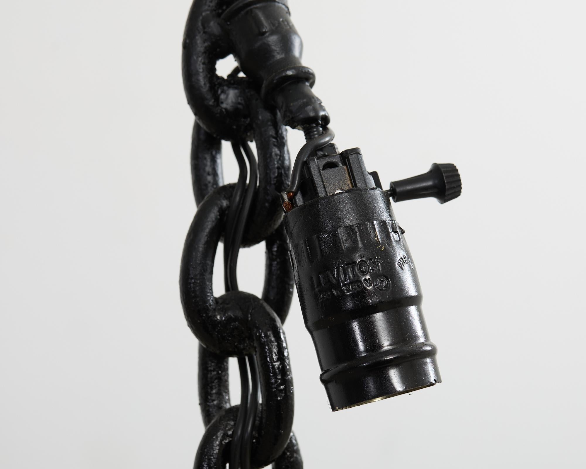 French Industrial Brutalist Iron Chain Link Floor Lamp For Sale 13