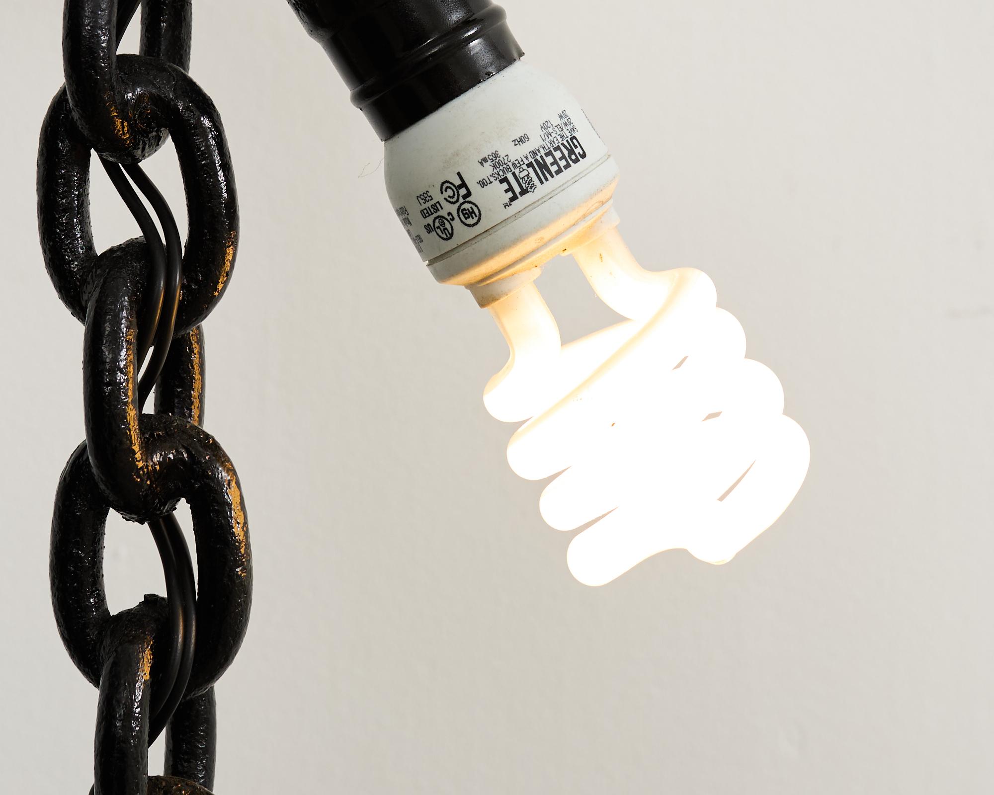 French Industrial Brutalist Iron Chain Link Floor Lamp For Sale 14