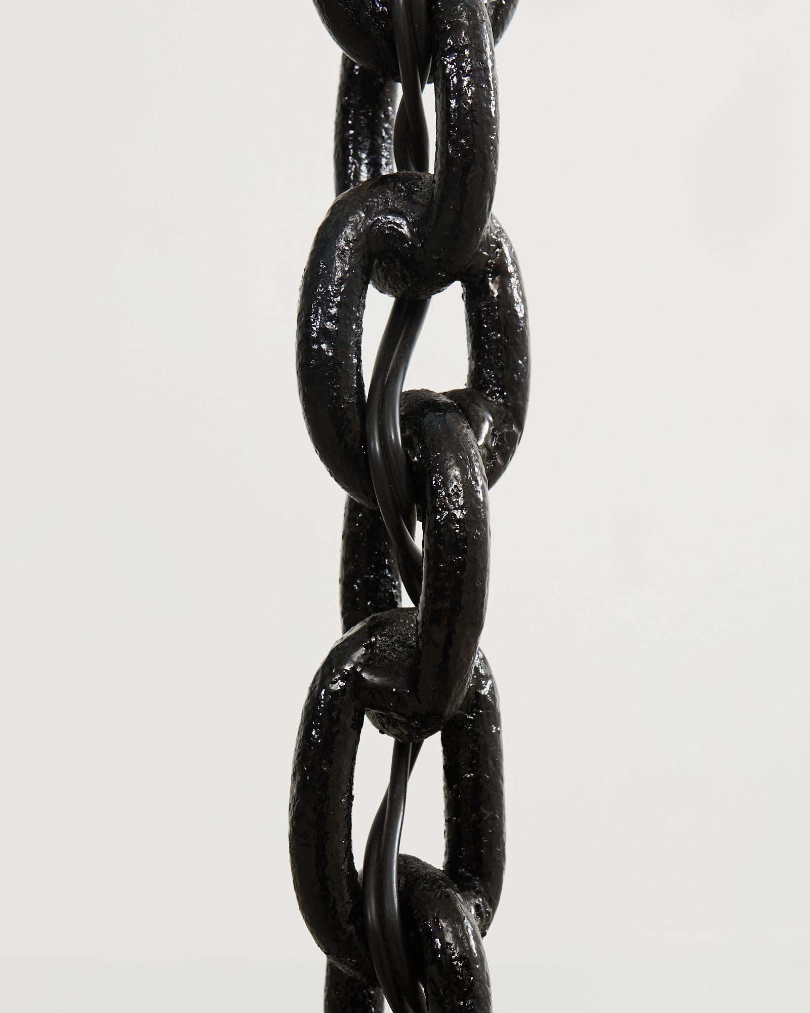 French Industrial Brutalist Iron Chain Link Floor Lamp For Sale 2