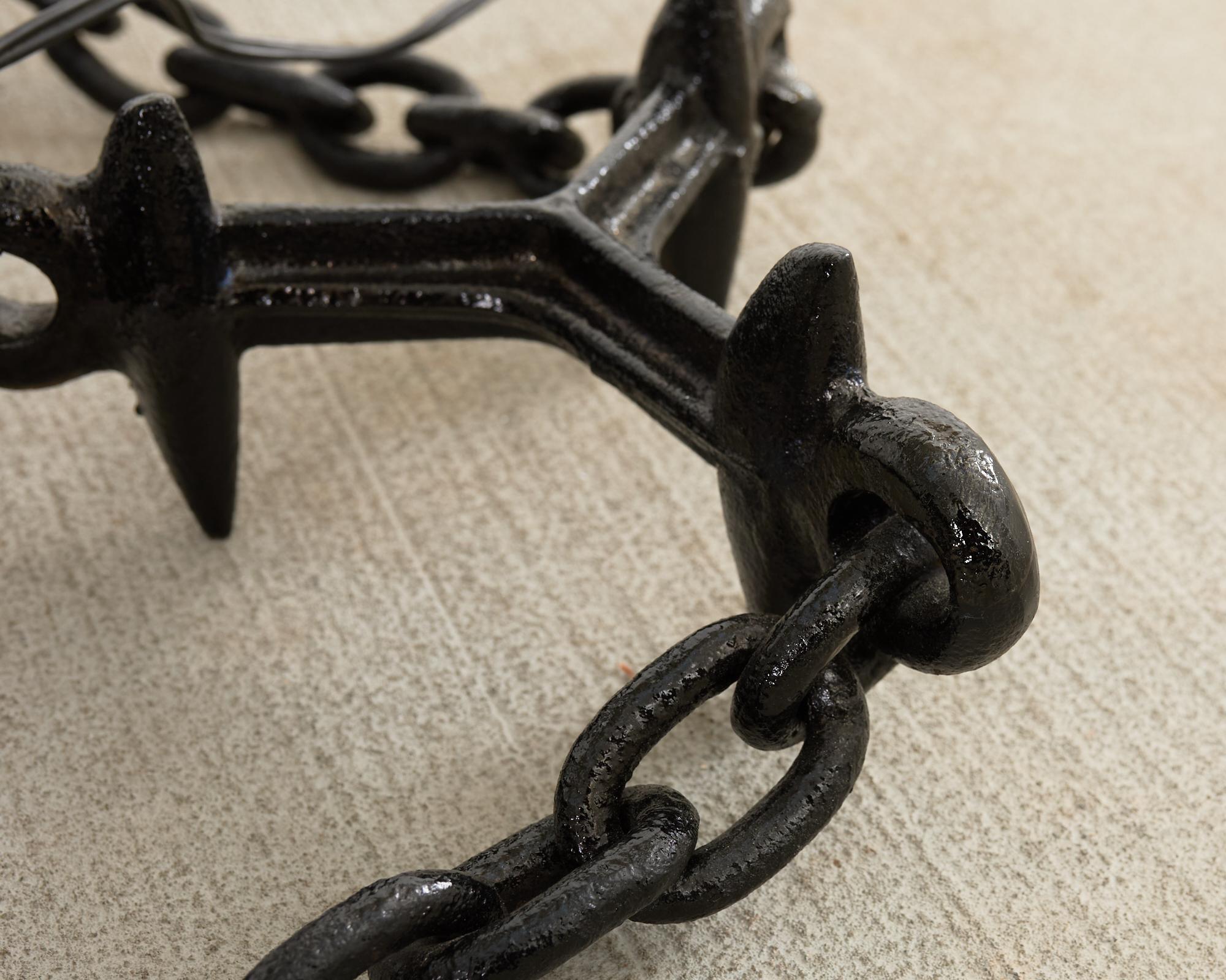 French Industrial Brutalist Iron Chain Link Floor Lamp For Sale 4