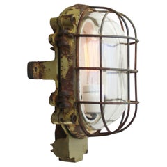 French Industrial Cast Iron Clear Glass Sconces Wall Lamps from Mapelec Amiens