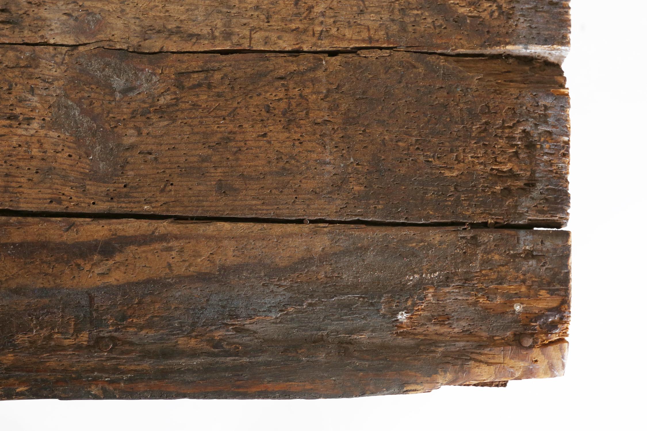 Table console industrielle française en bois massif, années 1920 en vente 10