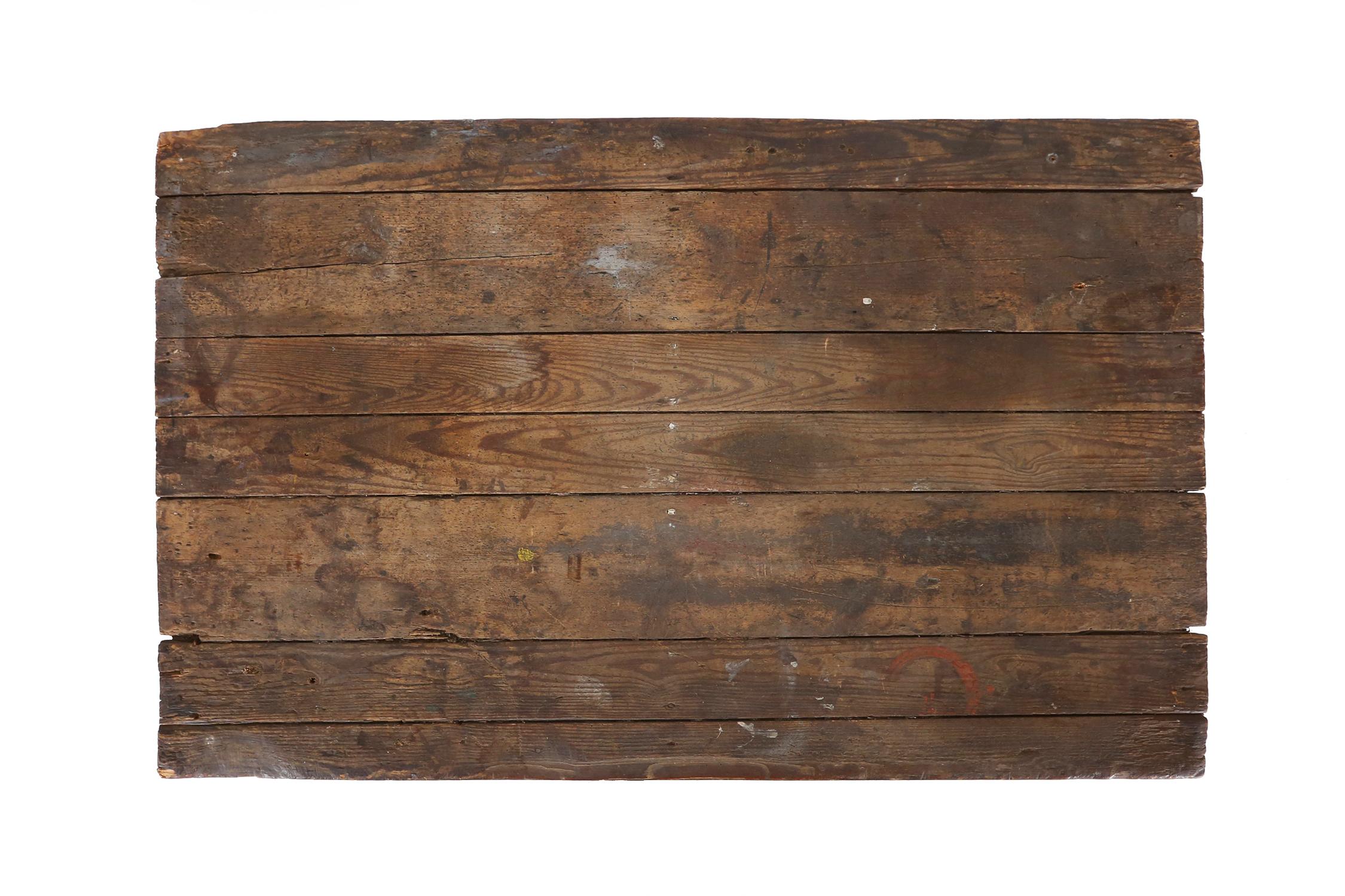 Peint Table console industrielle française en bois massif, années 1920 en vente