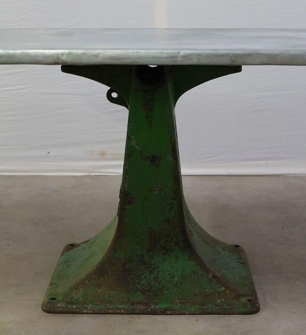 French Industrial Dining Table Zinc Top One of a Kind Vintage Kitchen Worktable In Good Condition In Labrit, Landes