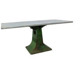 French Industrial Dining Table Zinc Top One of a Kind Vintage Kitchen Worktable