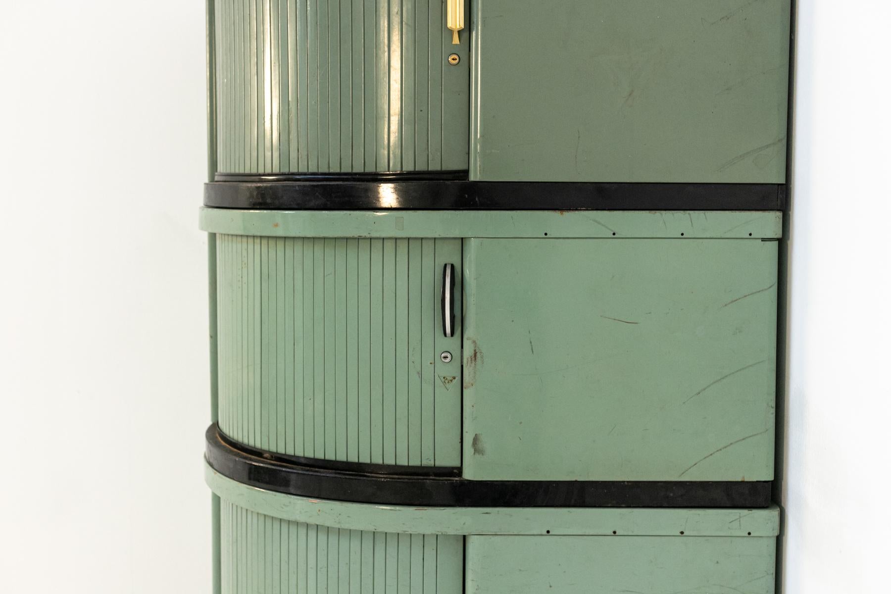 Mid-20th Century French Industrial Green Document Holder or Corner Cabinet