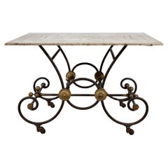 French Industrial Elegance: 19th Century French Butcher Table Carved Marble Top