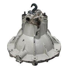 Lampade a sospensione industriali francesi in ghisa grigia con vetro trasparente di Sammode
