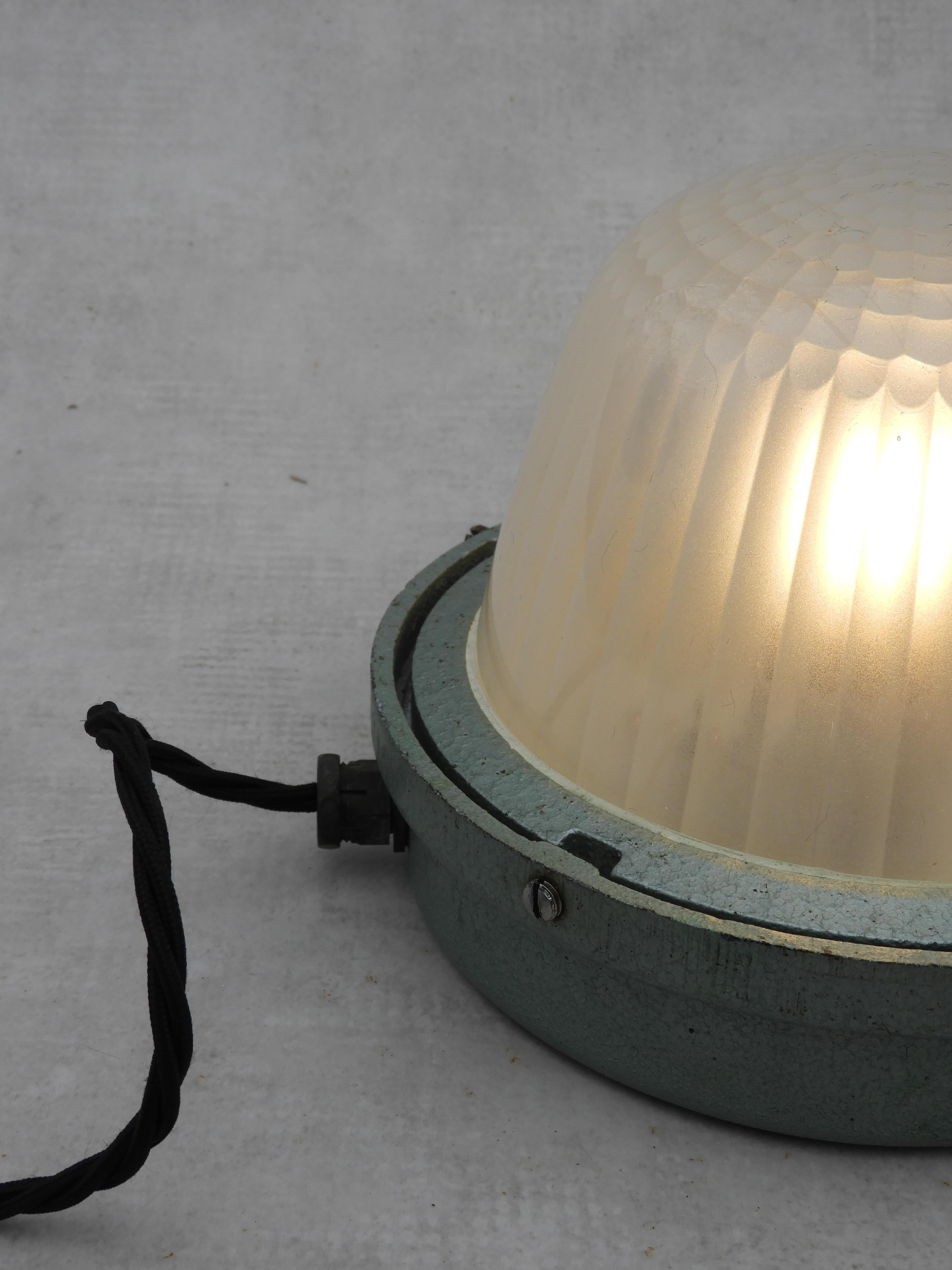 20th Century Pair of French Industrial Holophane Lights c1950 FREE SHIPPING