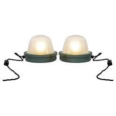 Pair of French Industrial Holophane Lights c1950 FREE SHIPPING