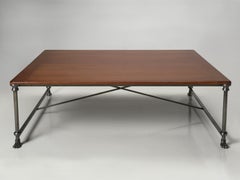 French Industrial Inspired Coffee Table in Stainless Steel Any Dimension, Finish