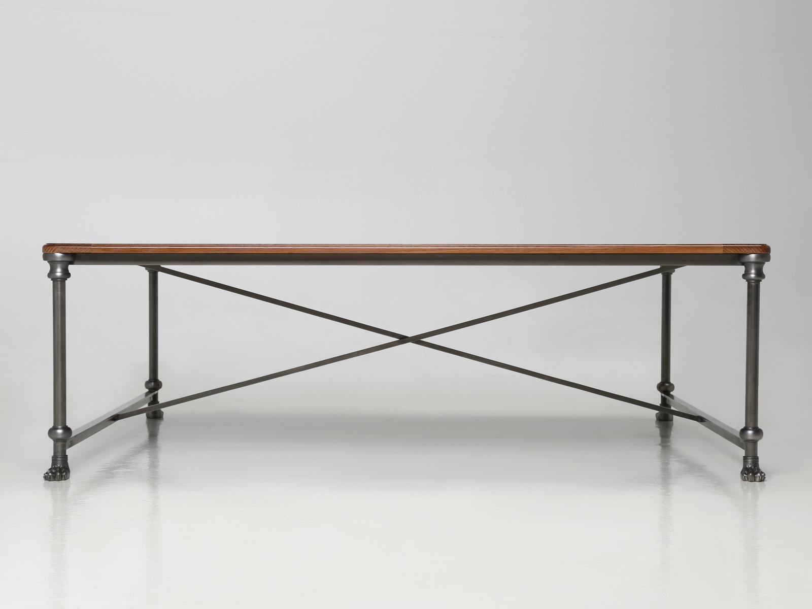 North American French Industrial Inspired Coffee Table in Stainless Steel Any Dimension, Finish For Sale