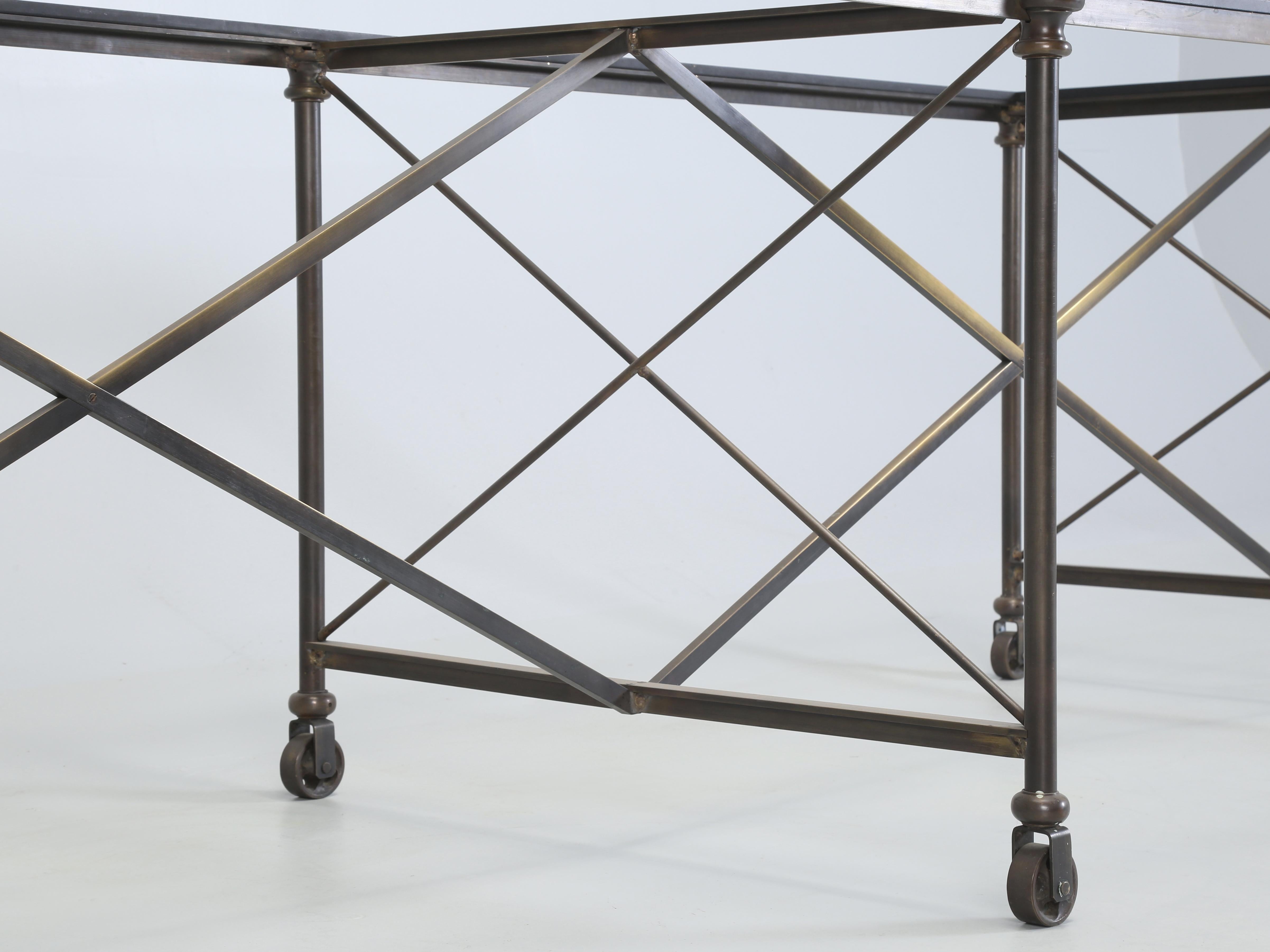 French Industrial Inspired Solid Bronze Dining Table Frame Numerous Top Options 2
