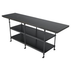 French Industrial Inspired Zinc, Bronze Handmade Kitchen Island Built to Order