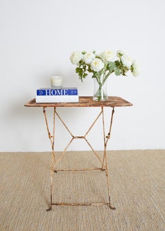 French Industrial Iron Folding Bistro Garden Table