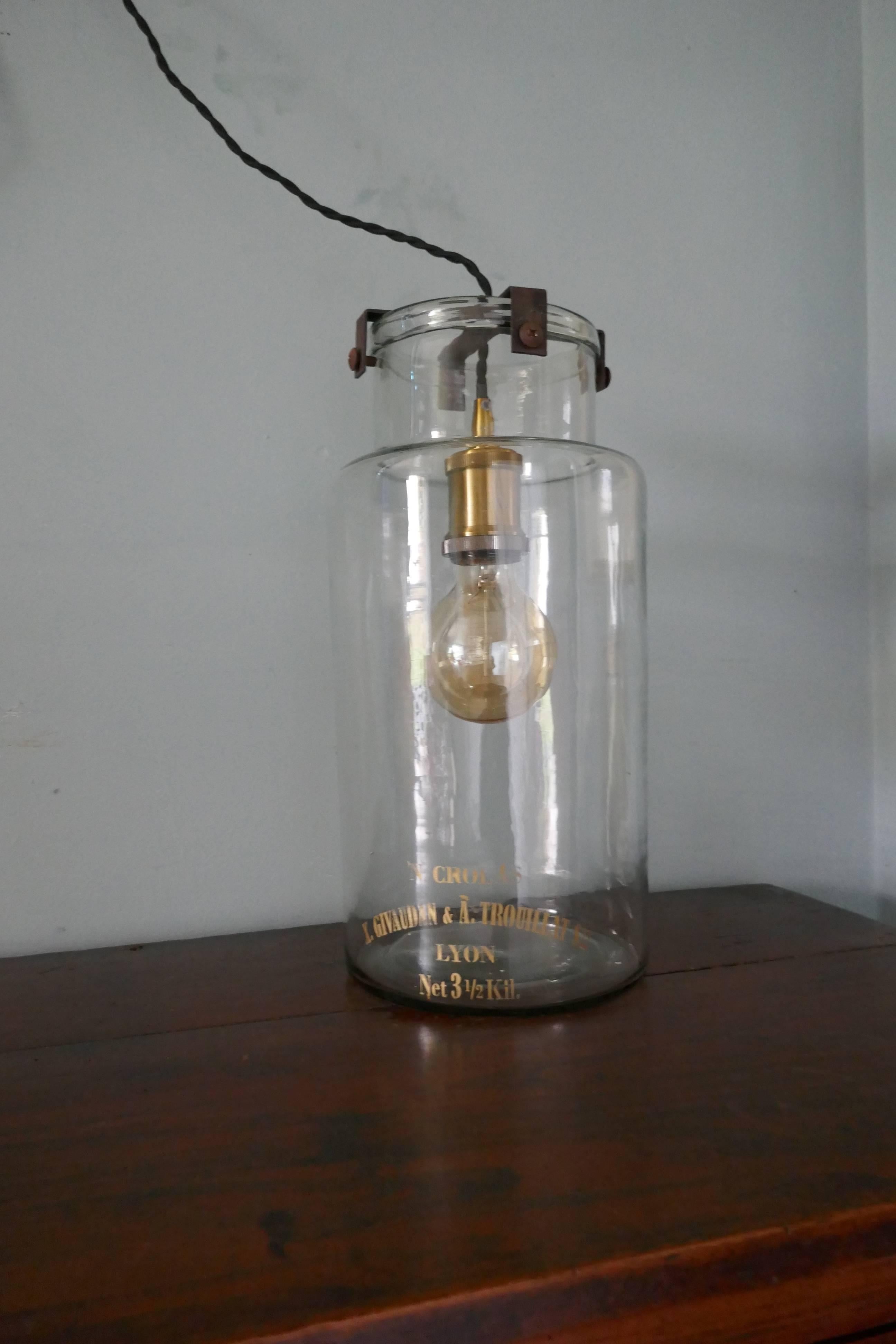 Blown Glass Steam Punk French Industrial Lamp Retro Design For Sale