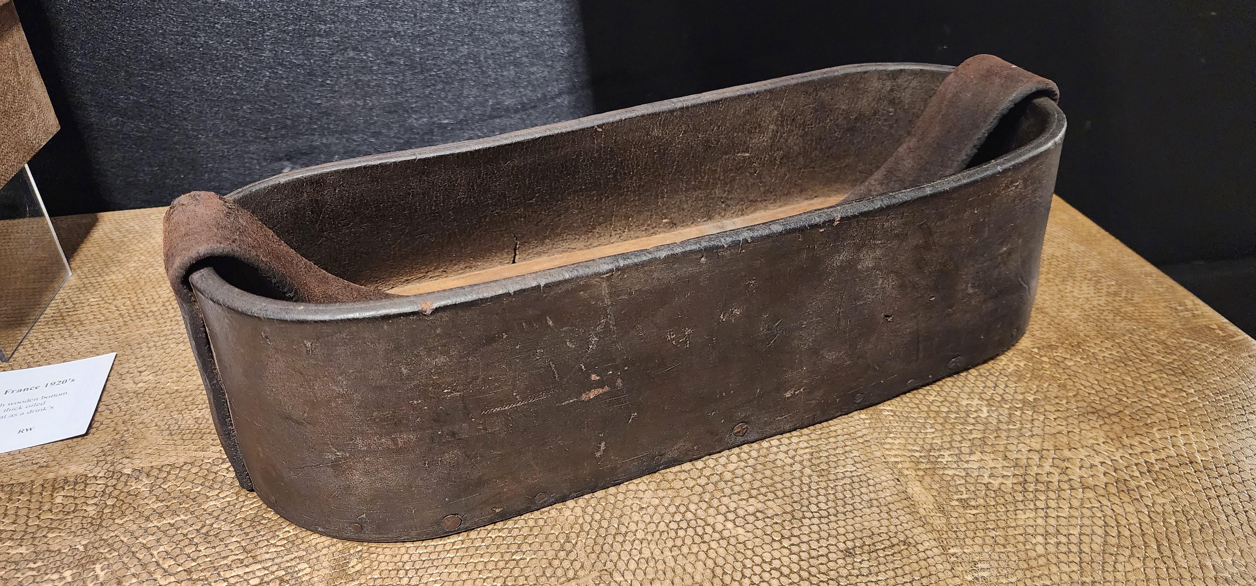 French Industrial Leather Tool Basket  1920's In Good Condition For Sale In Hudson, NY