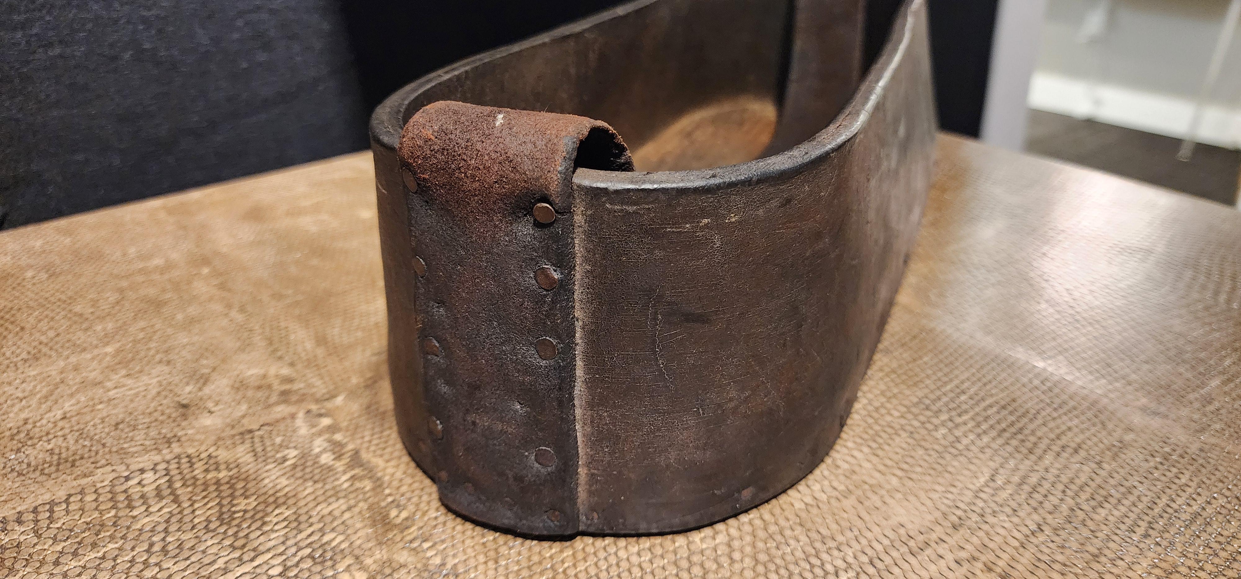 French Industrial Leather Tool Basket  1920's For Sale 3