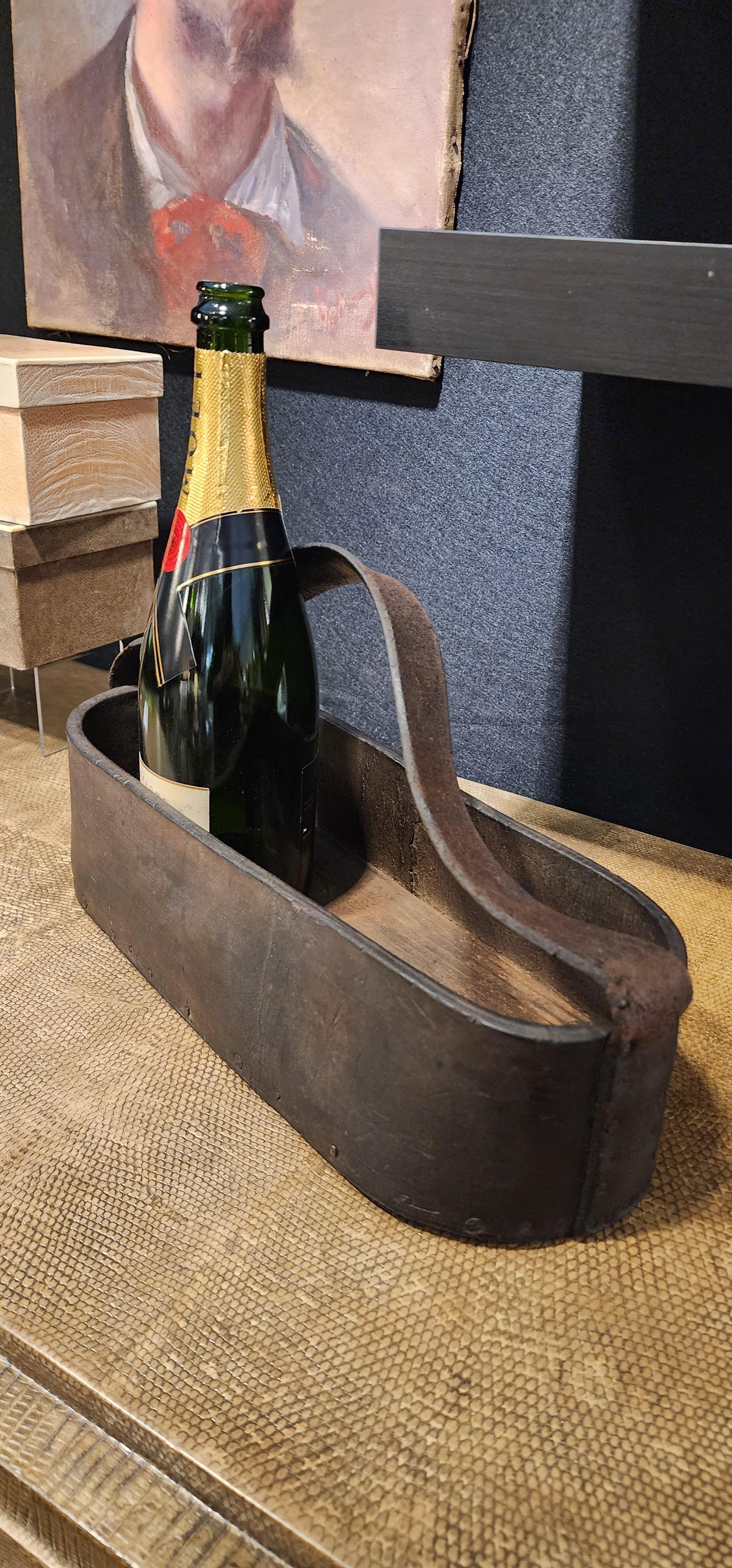 French Industrial Leather Tool Basket  1920's For Sale 5