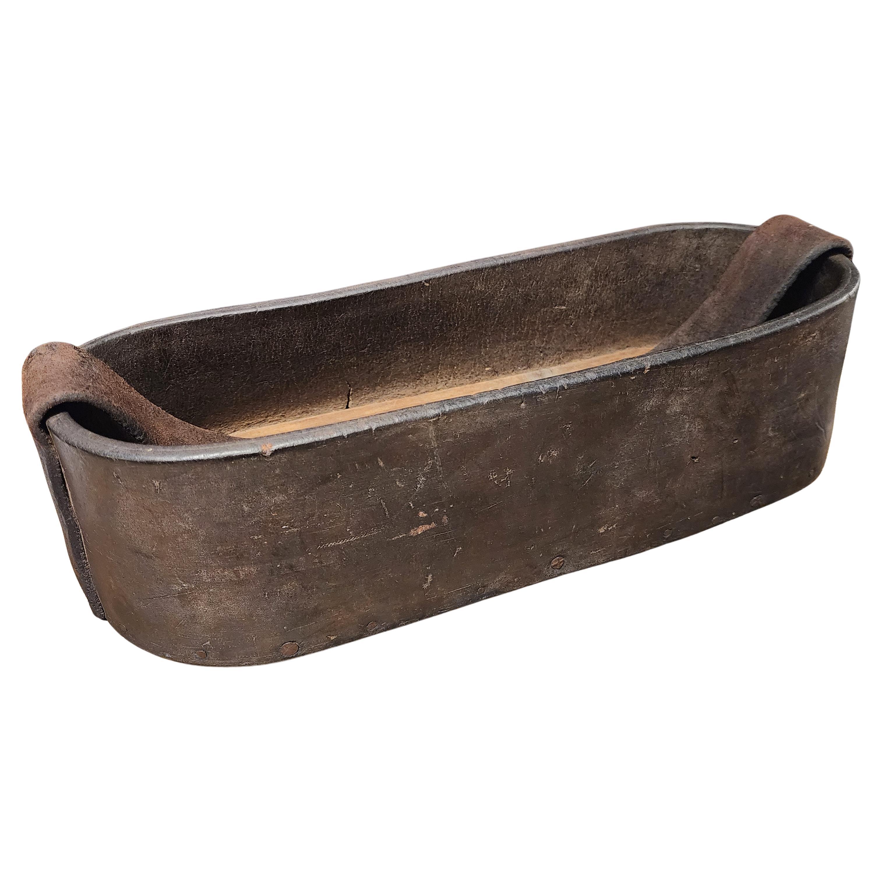 Panier d'outils industriel français en cuir  1920's