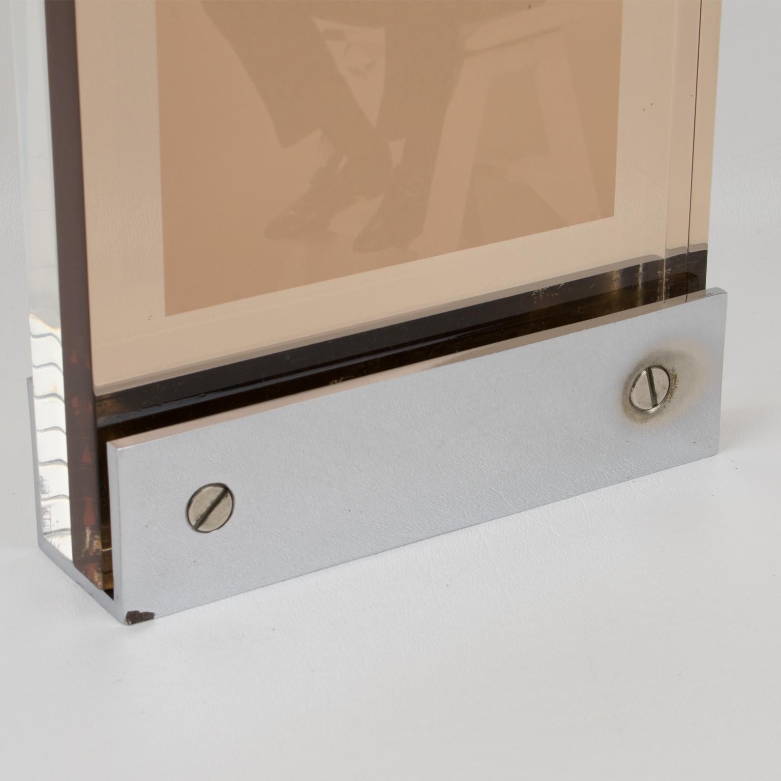 Mid-20th Century Industrial Machine Age Chrome and Lucite Picture Frame, France 1960s