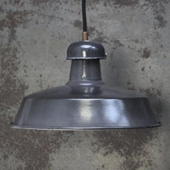 French Industrial Pendant Light by GAL, Black Enamel, Mid-20th Century