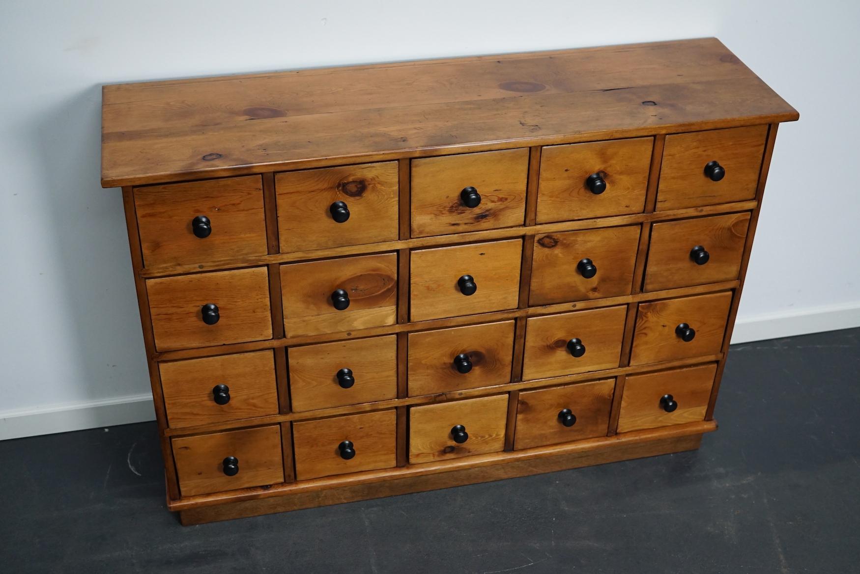 French Industrial Pine Apothecary Cabinet, Mid-20th Century 13