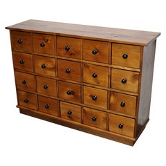 French Industrial Pine Apothecary Cabinet, Mid-20th Century