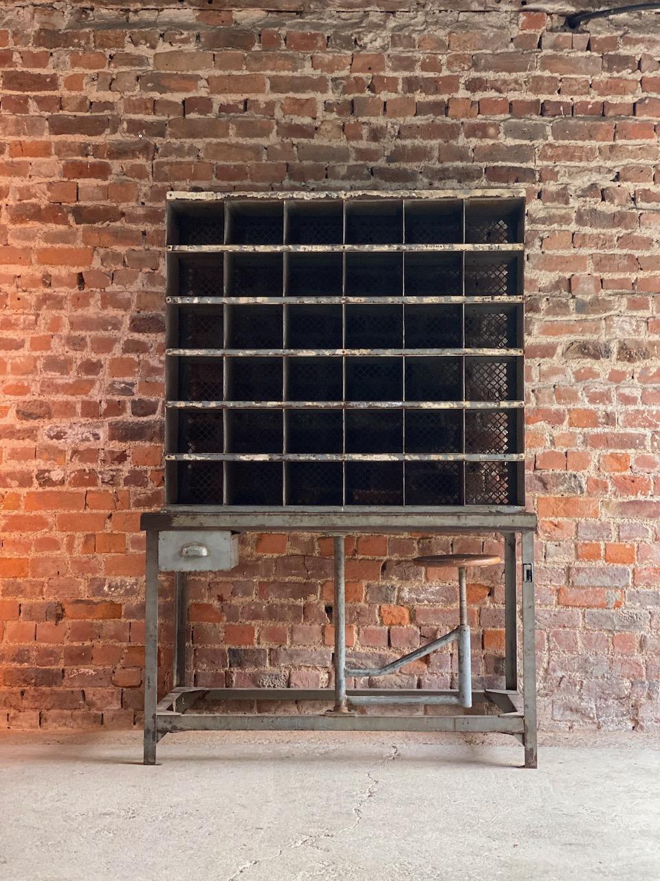 French Industrial Postal Sorting Desk, circa 1920 In Distressed Condition In Longdon, Tewkesbury