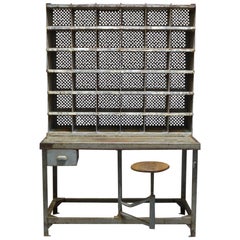 Antique French Industrial Postal Sorting Desk, circa 1920