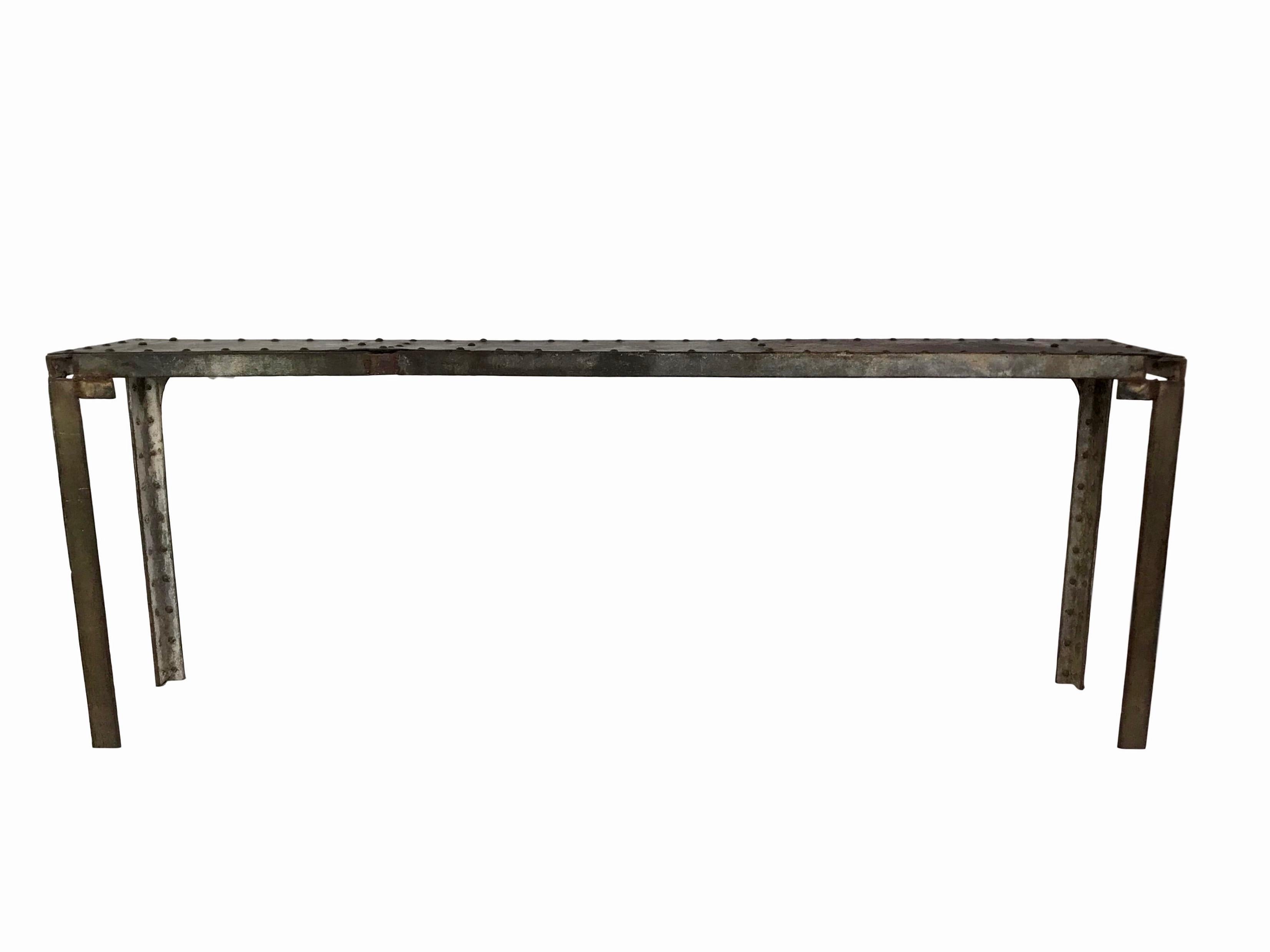 French Industrial Riveted Console (Industriell) im Angebot