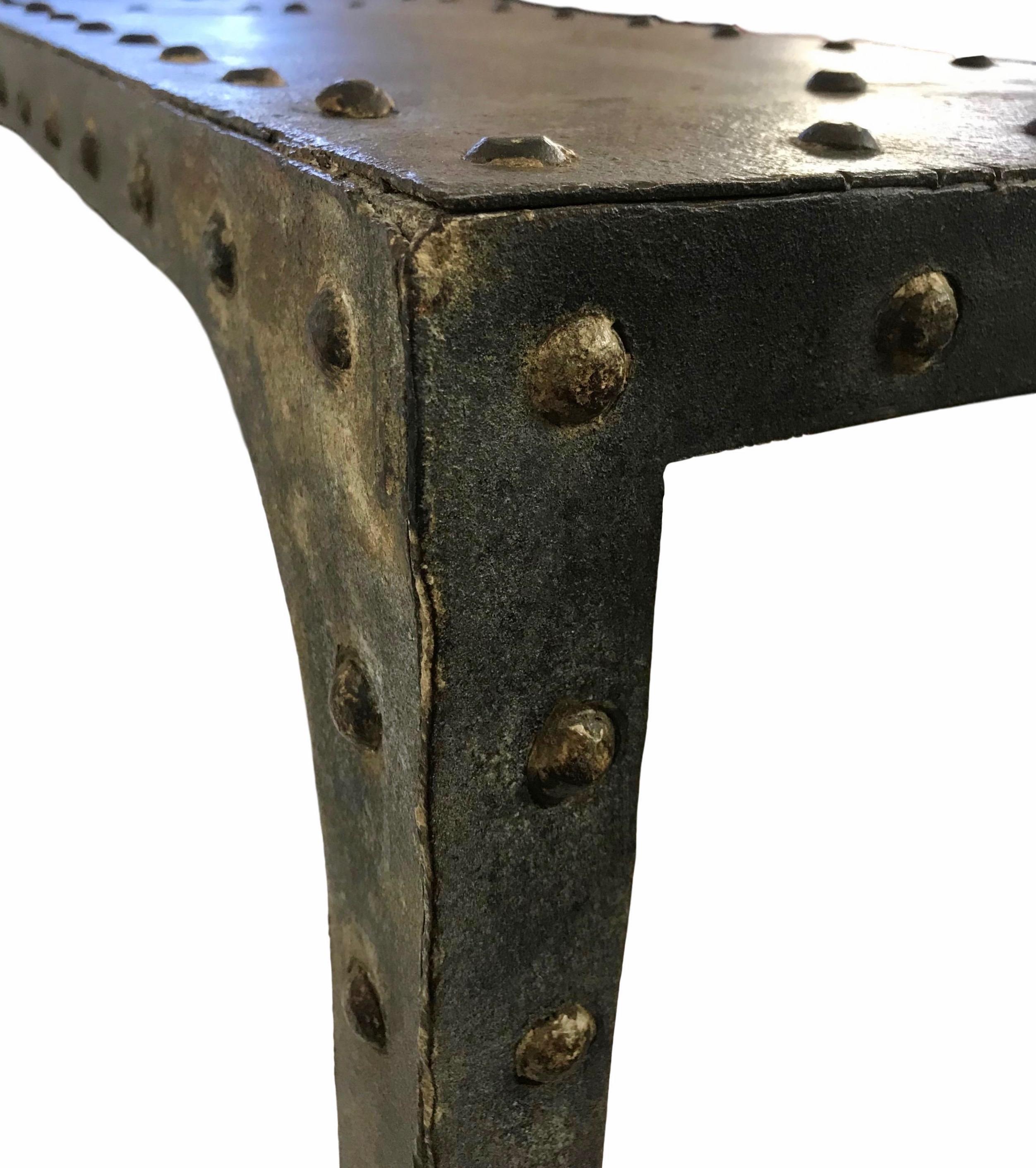 French Industrial Riveted Console (Stahl) im Angebot