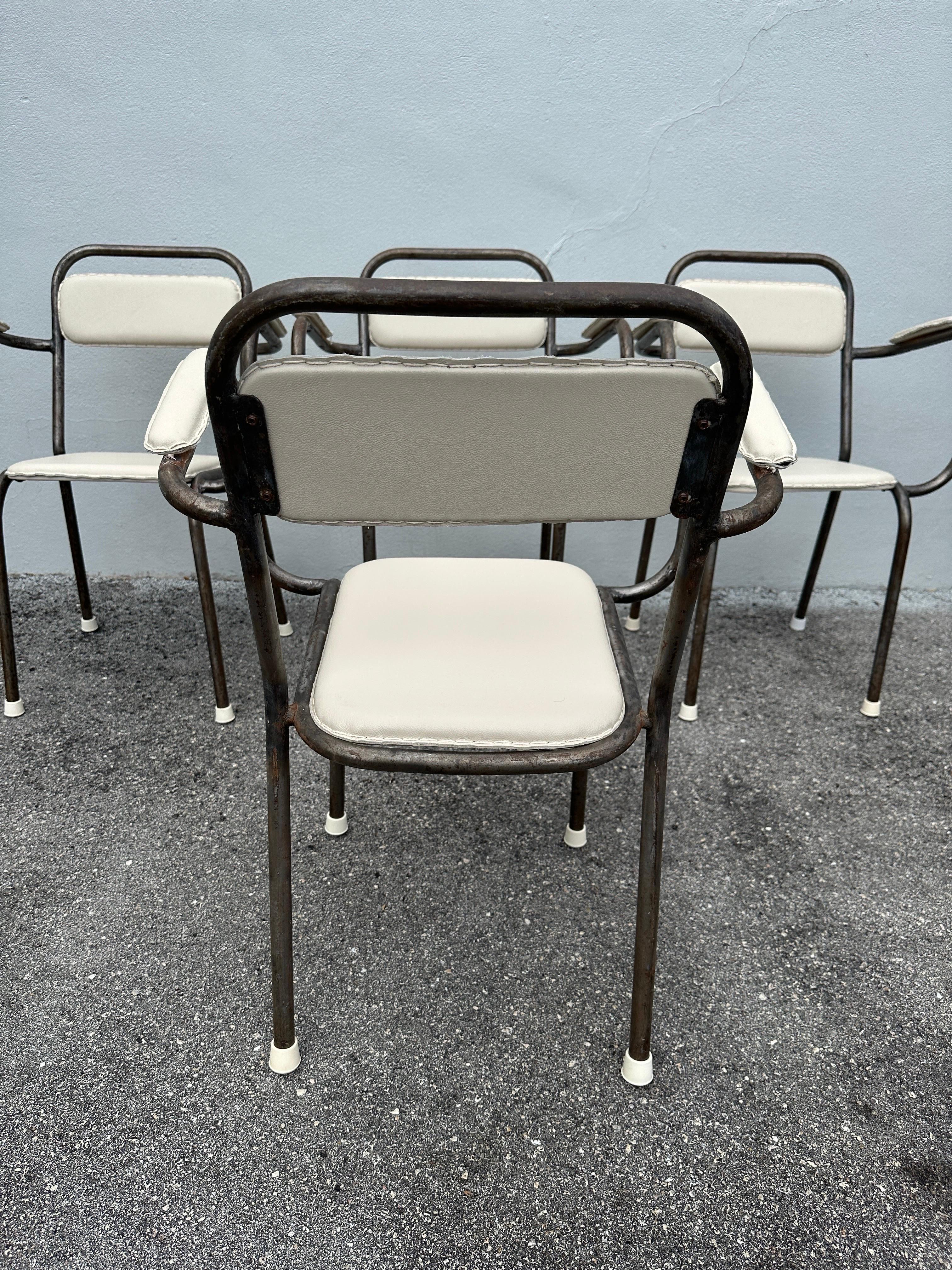 Mid-20th Century French Industrial Set of Four Dining Chairs For Sale