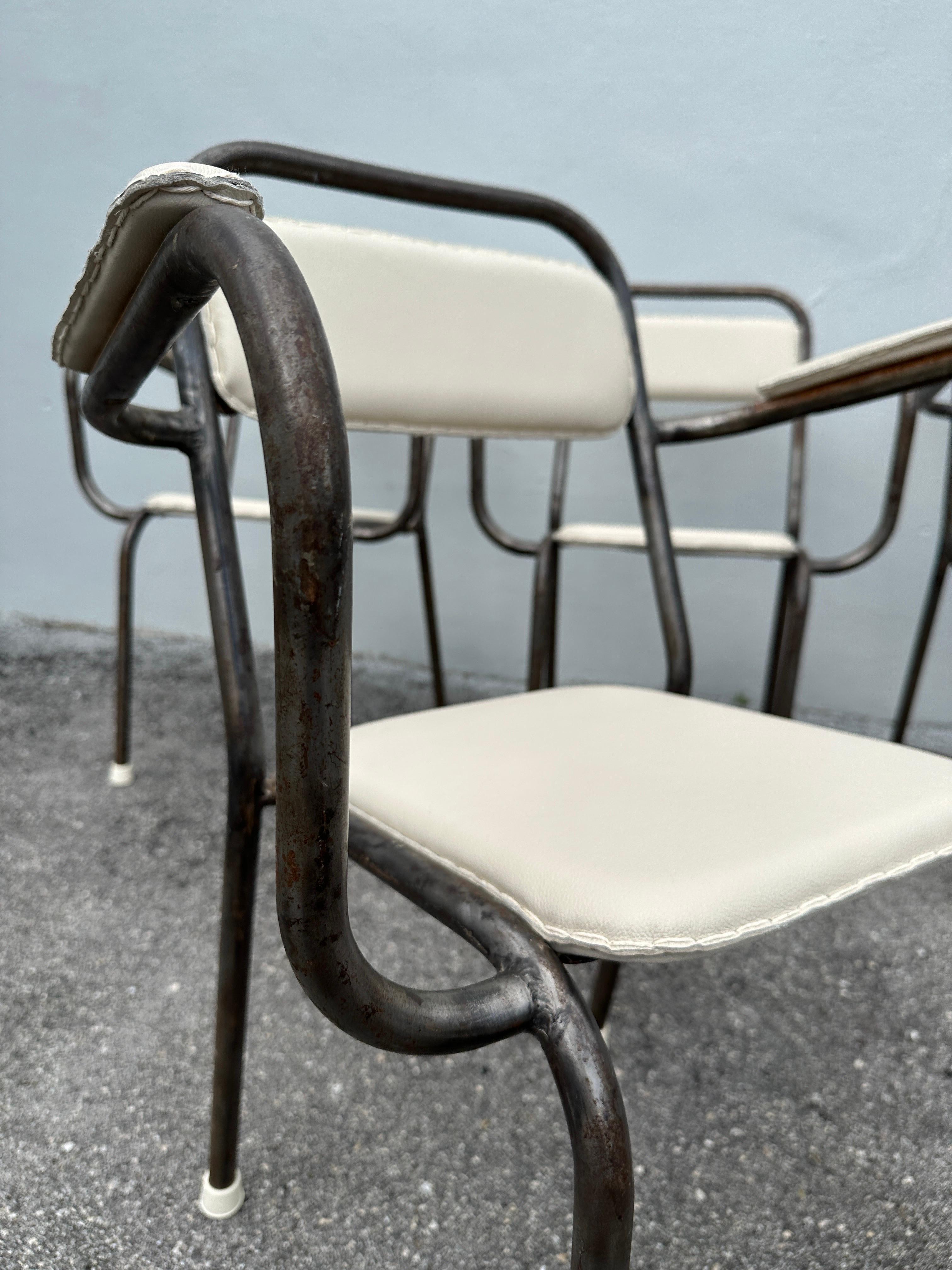 French Industrial Set of Four Dining Chairs For Sale 2