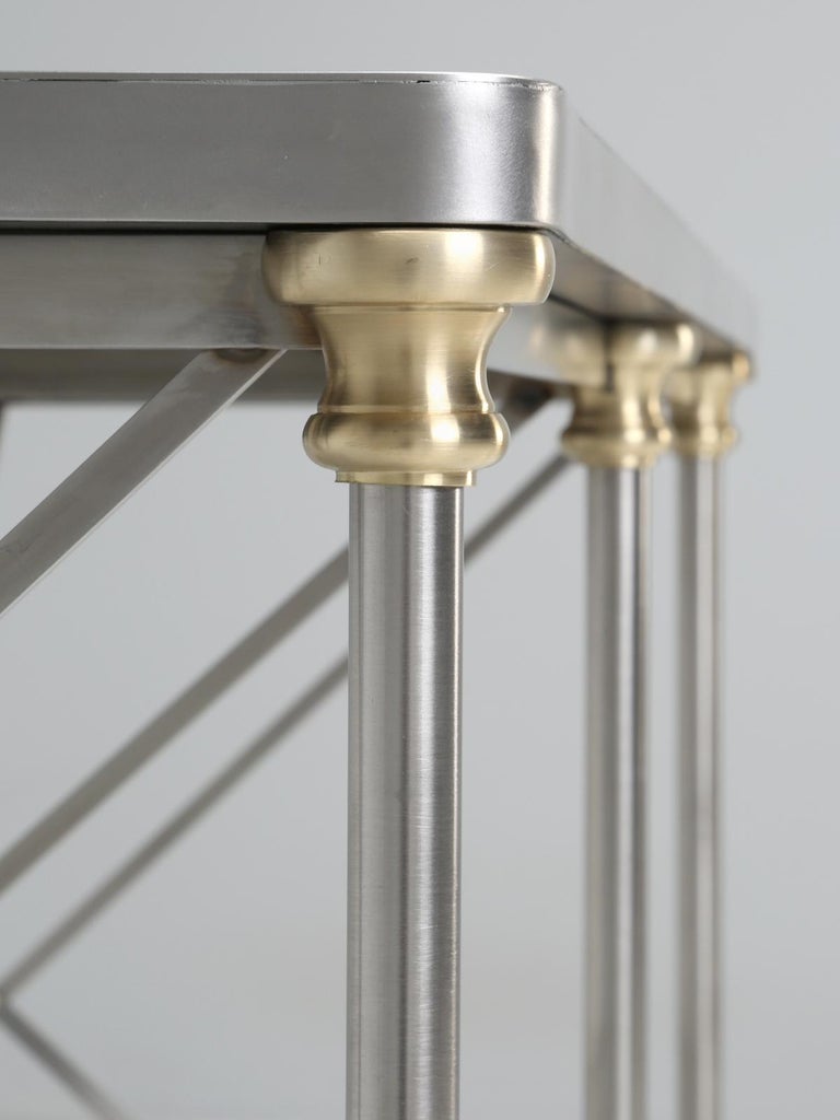 French Industrial Style Kitchen Island Made from Stainless Steel and