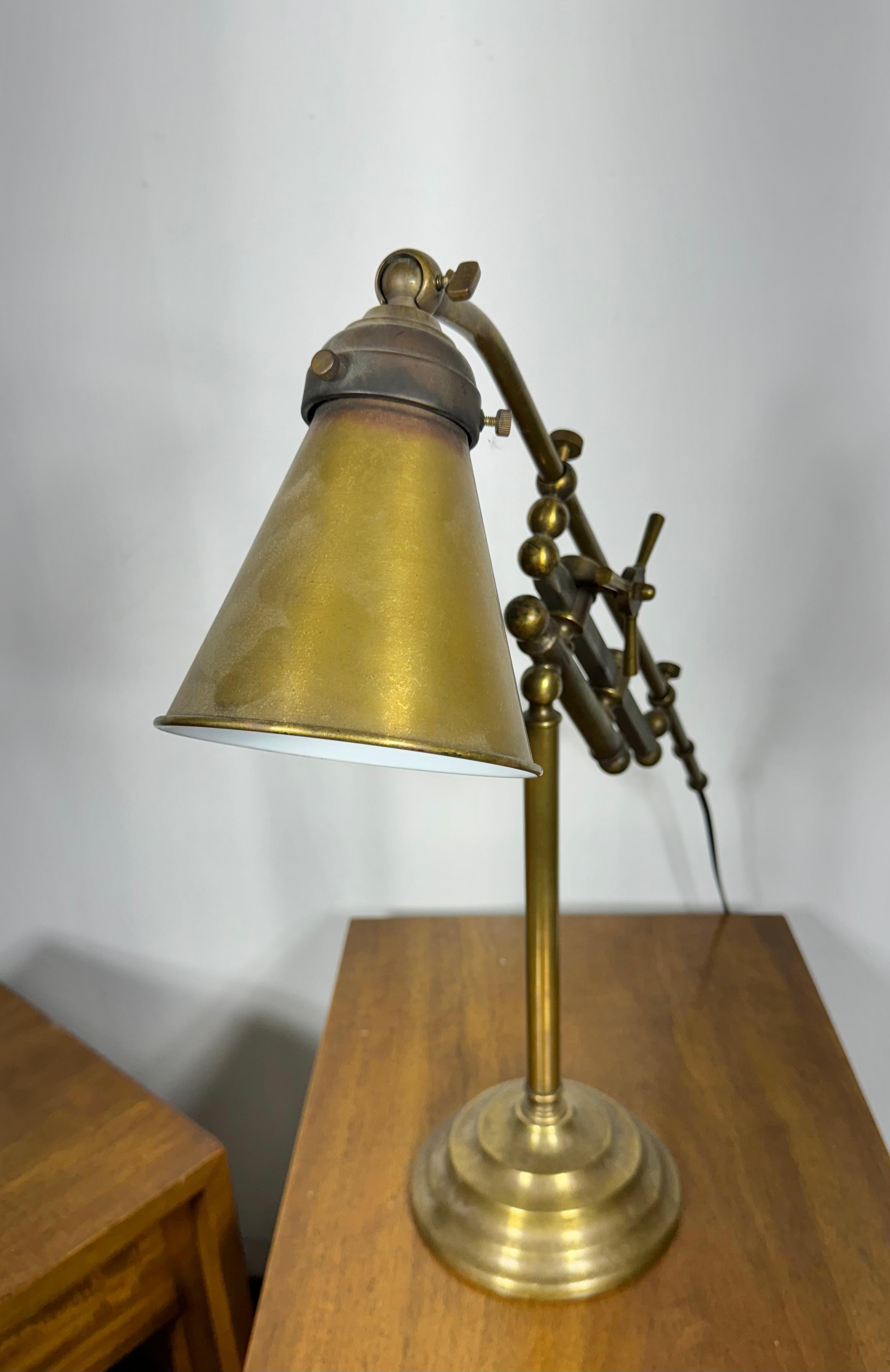 American French Industrial Style Rail Desk Lamp, Art Deco/ Machine Age
