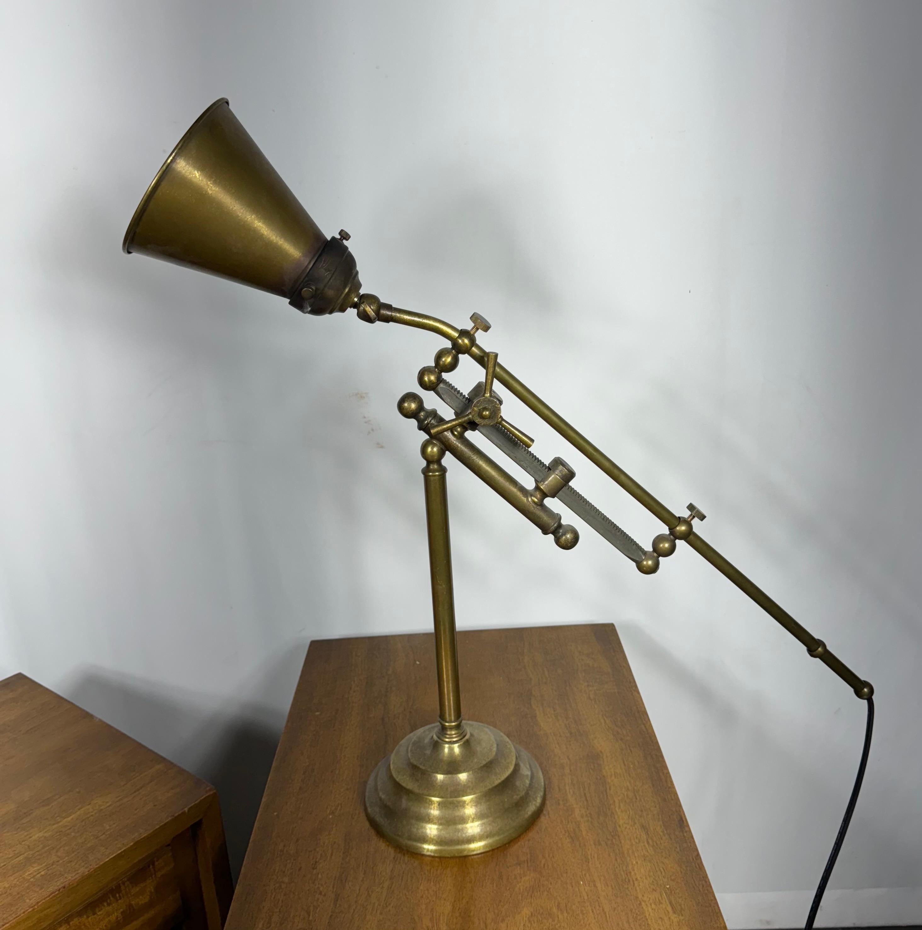 Contemporary French Industrial Style Rail Desk Lamp, Art Deco/ Machine Age