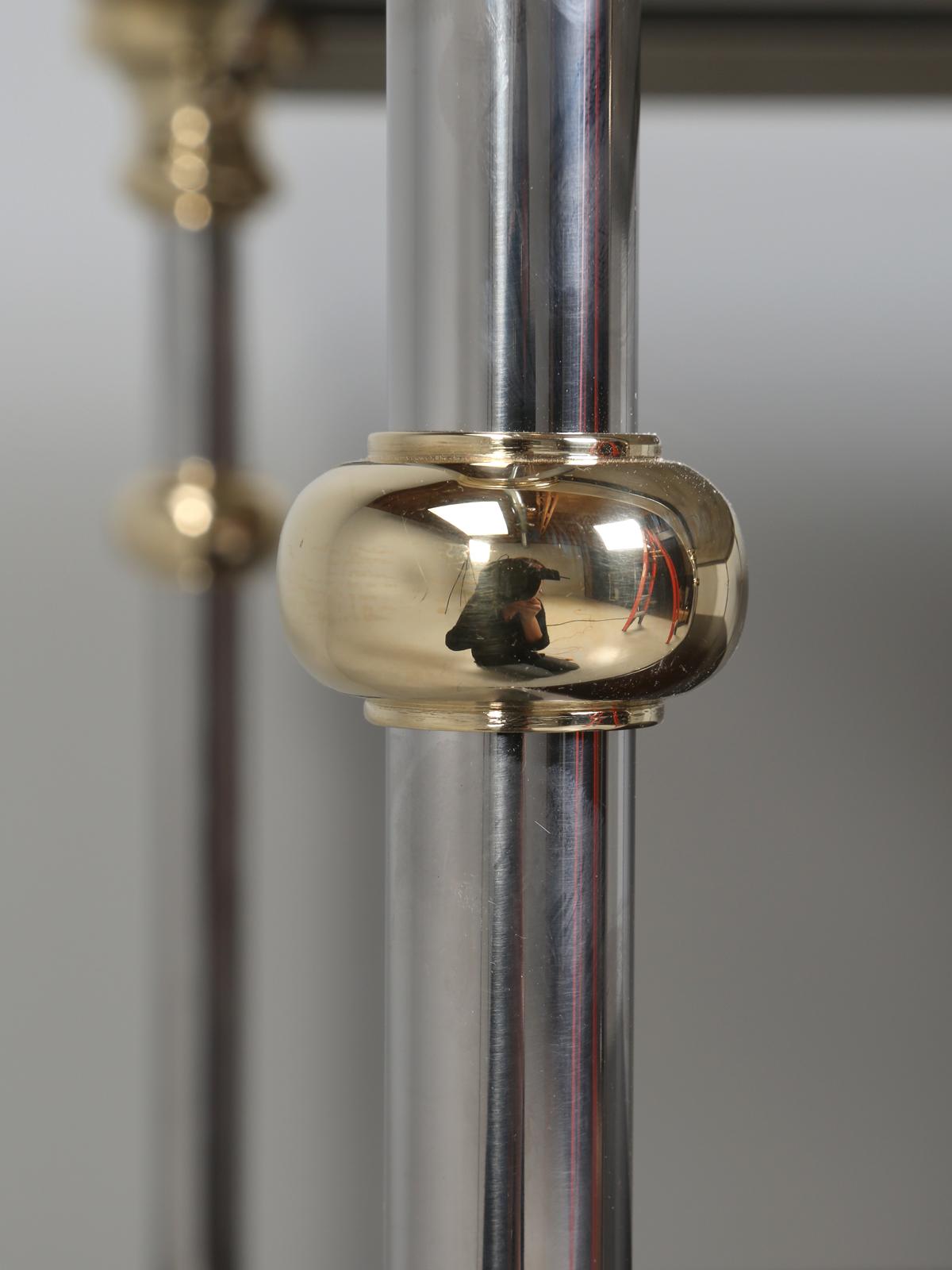Contemporary French Industrial Style Stainless, Brass, Calcutta Kitchen Island in Any Size For Sale