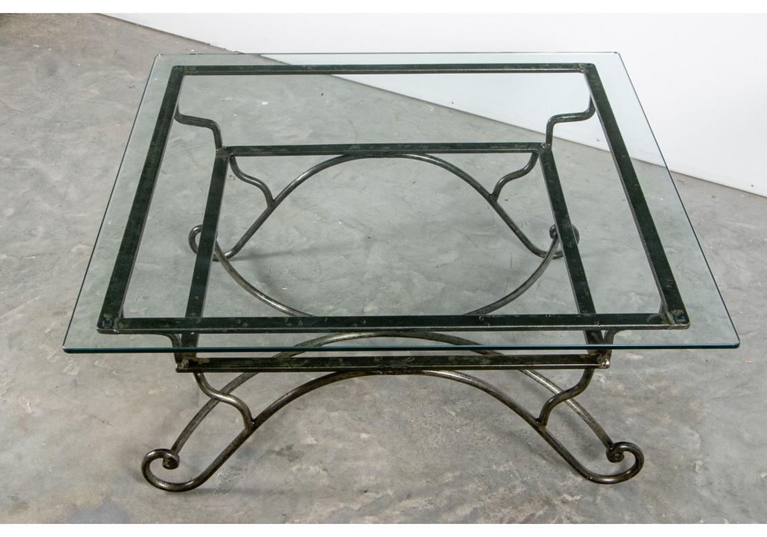 20th Century French Industrial Style Steel Base Cocktail Table