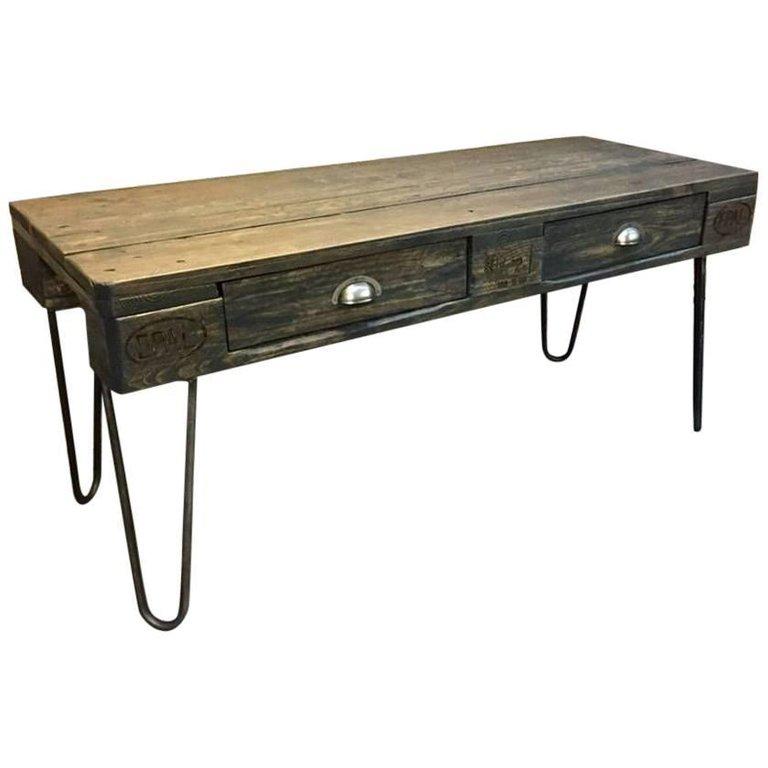 Varnished French Industrial Table