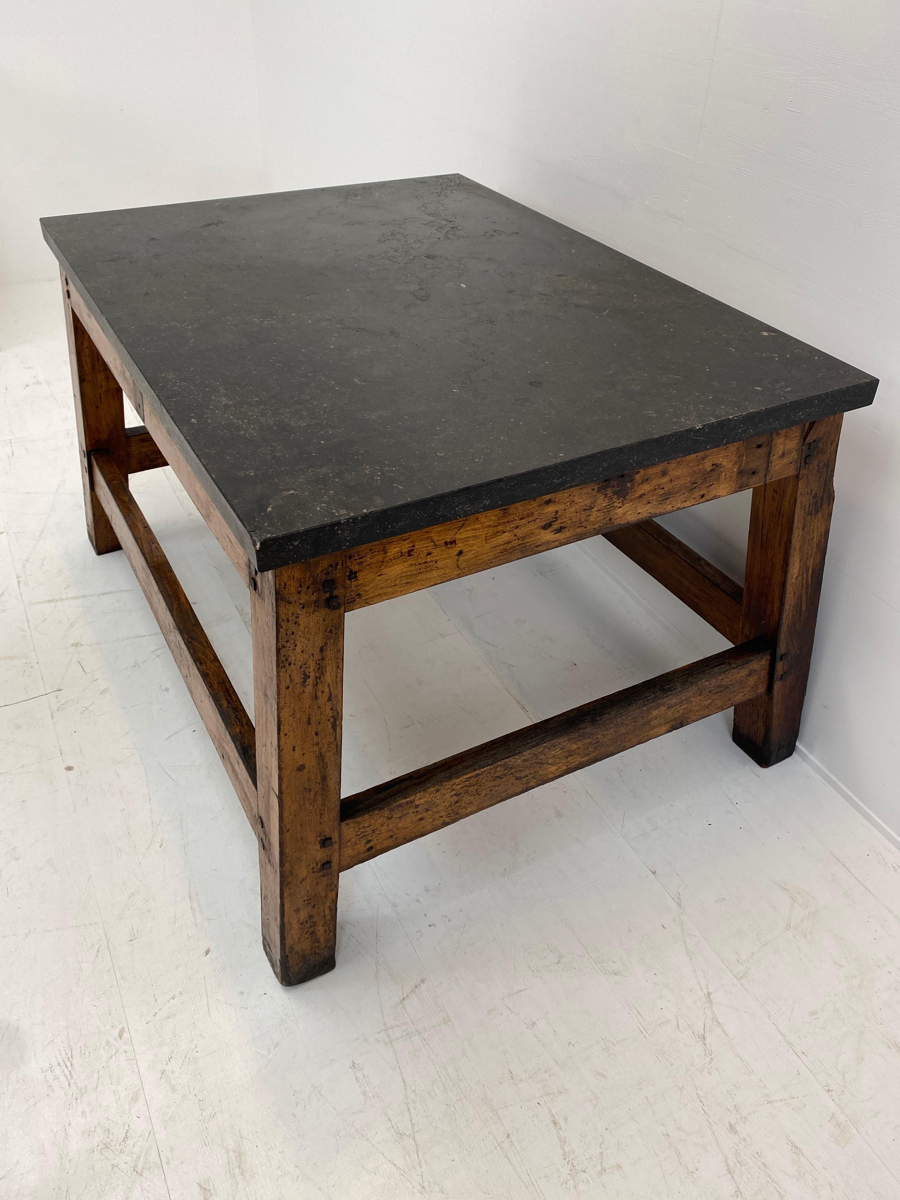 French Industrial Table with Bluestone Top For Sale 6