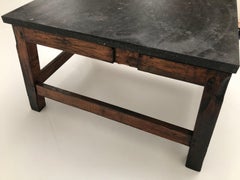 French Industrial Table with Bluestone Top