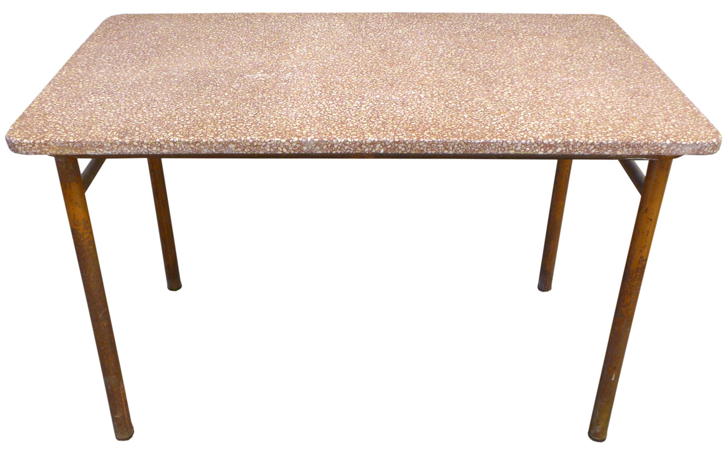 French Industrial Terrazzo and Steel Table In Good Condition In Los Angeles, CA