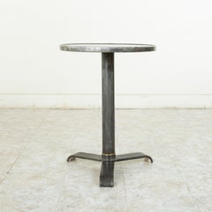 French Industrial Tolix Steel and Brass Bistro Table or Garden Table, circa 1940