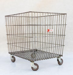 French Industrial Trolley Basket Cart C1970