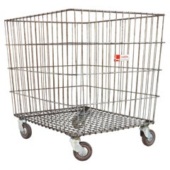 Used French Industrial Trolley Basket Cart C1970