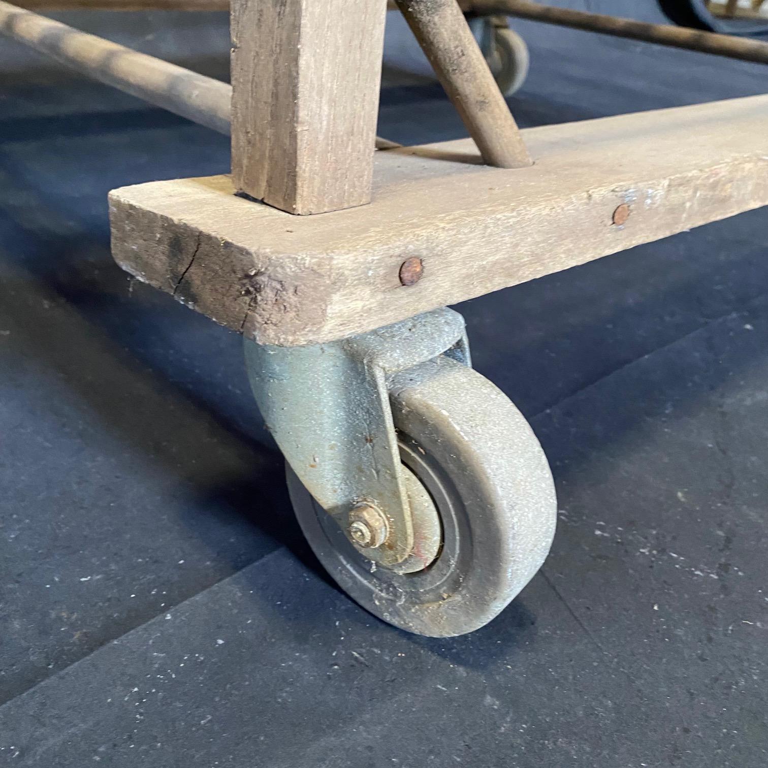Mid-20th Century French Industrial Wood Bakers Rack on Casters  For Sale