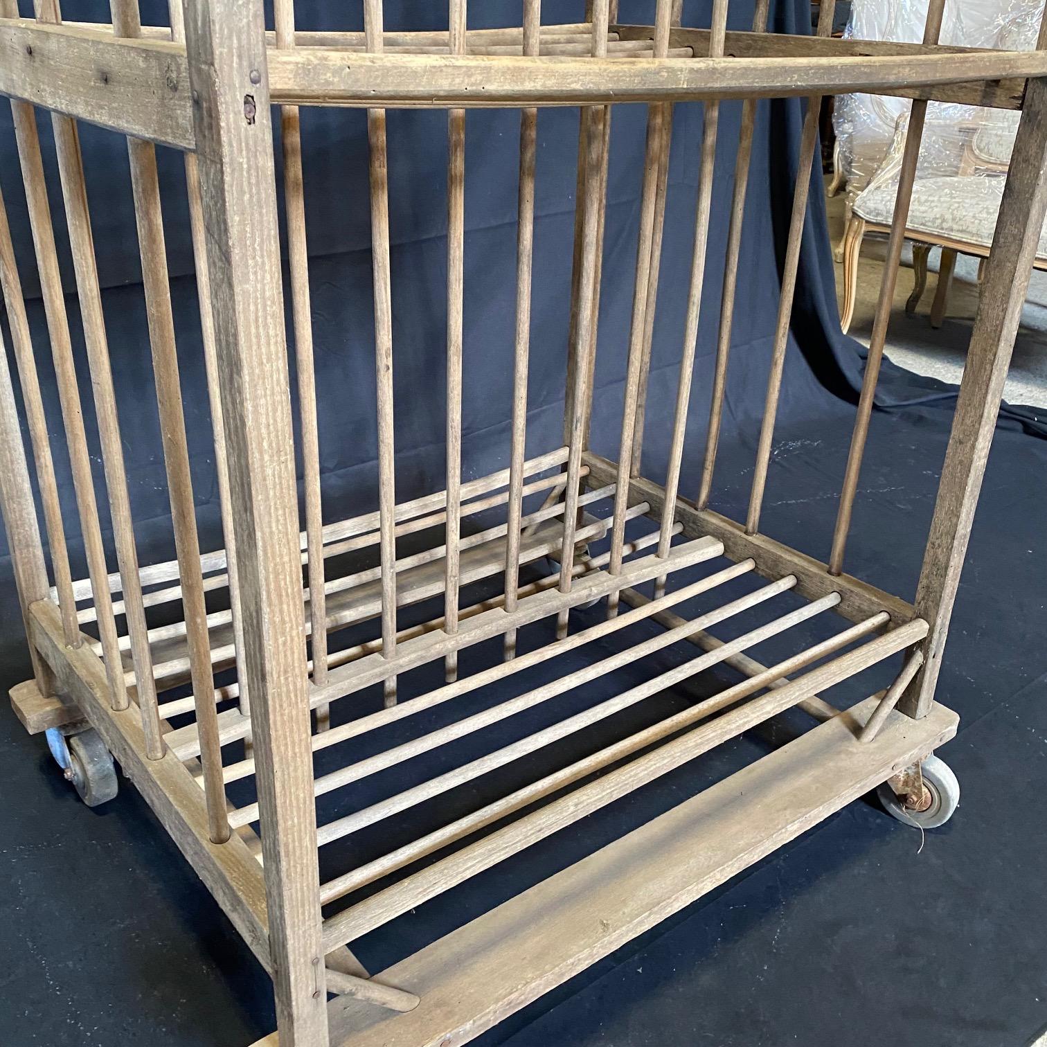 French Industrial Wood Bakers Rack on Casters  For Sale 2
