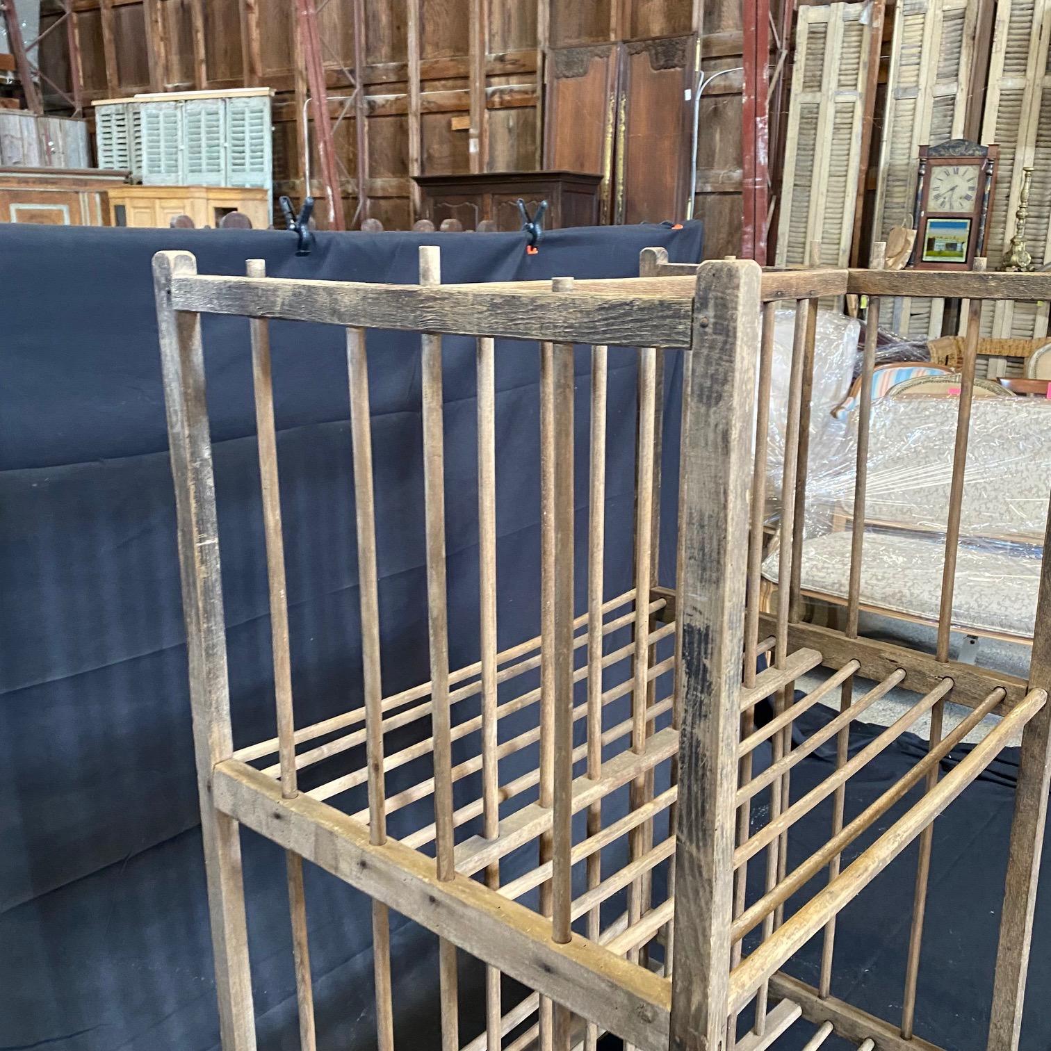 French Industrial Wood Bakers Rack on Casters  For Sale 4