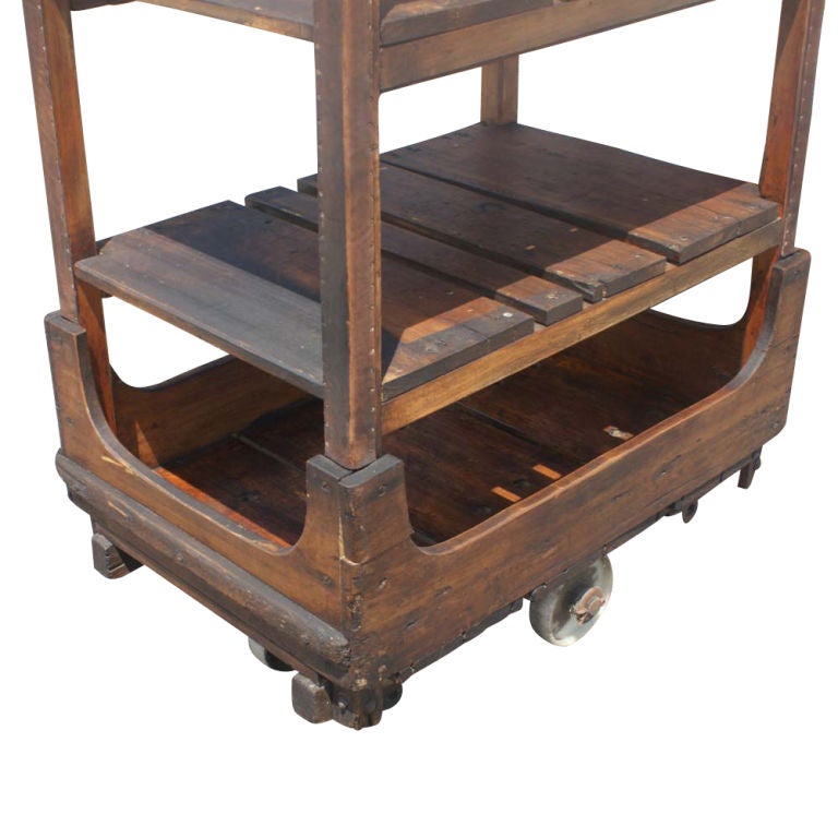 French Industrial Wooden Rolling Cart at 1stDibs rolling wooden cart